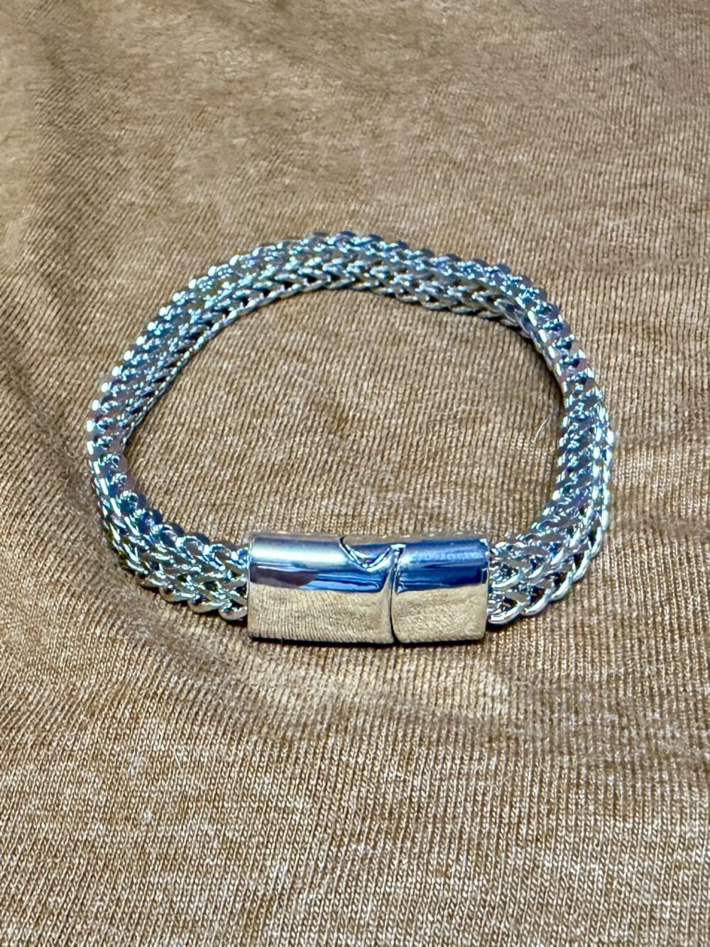 Double row chains silver bracelet